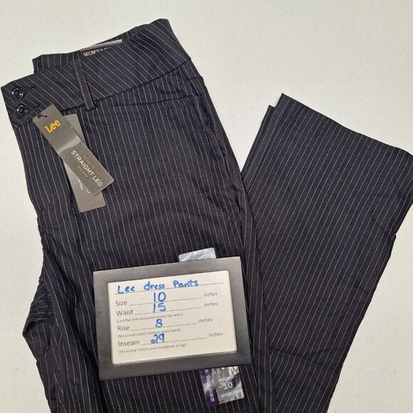 Lee Straight Leg Pants Regular Fit Business Soft Women 10 Secretly Shape Perfect - Picture 5 of 8